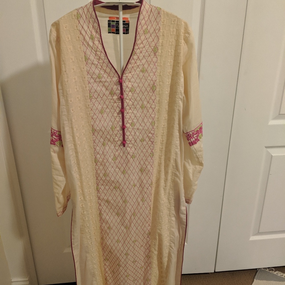 Pareesa Pakistani Indian Cotton Lawn Shirt Kurta M